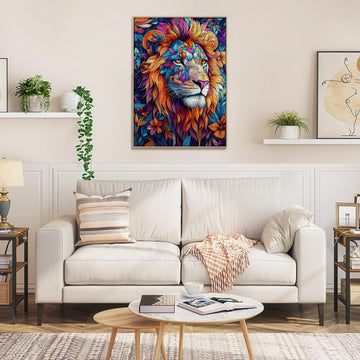Puzzles for mature-themeds 1000 Pieces  Colorful Lion Flowers Abstract Art Jigsaw Puzzle with Letters on Back  enhanced Family Games Decor and Gift  20x28 Inch