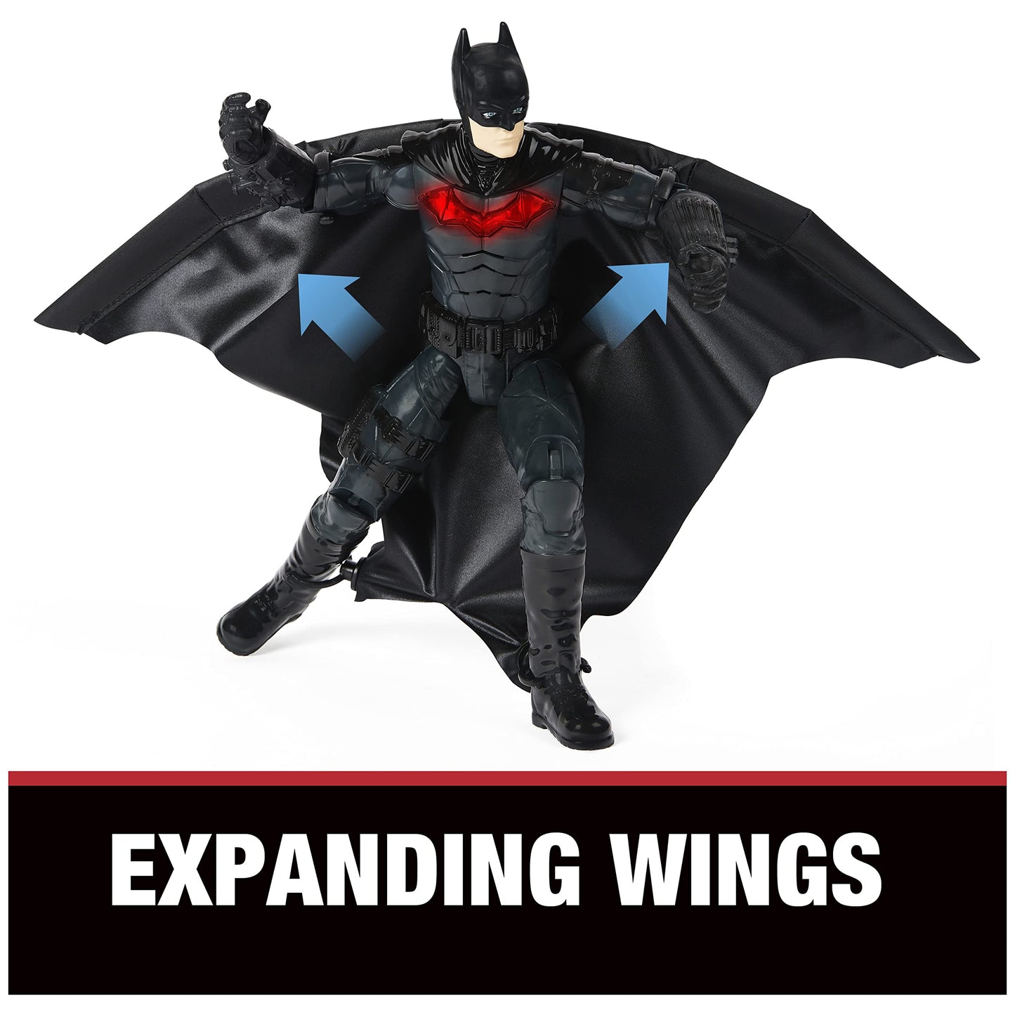 Dc Comics, Batman 12-Inch Wingsuit Action Figure With Lights And Phrases, Expanding Wings, The Batman Movie Collectible Kids Toy