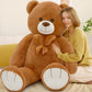 Tezituor Large Teddy Bear 5 Feet  Soft 59 Jumbo Bear Stuffed Animal Life Size Plush Bear Toy Valentine's Christmas Birthday Gift for Girlfriend Kids Dark Brown