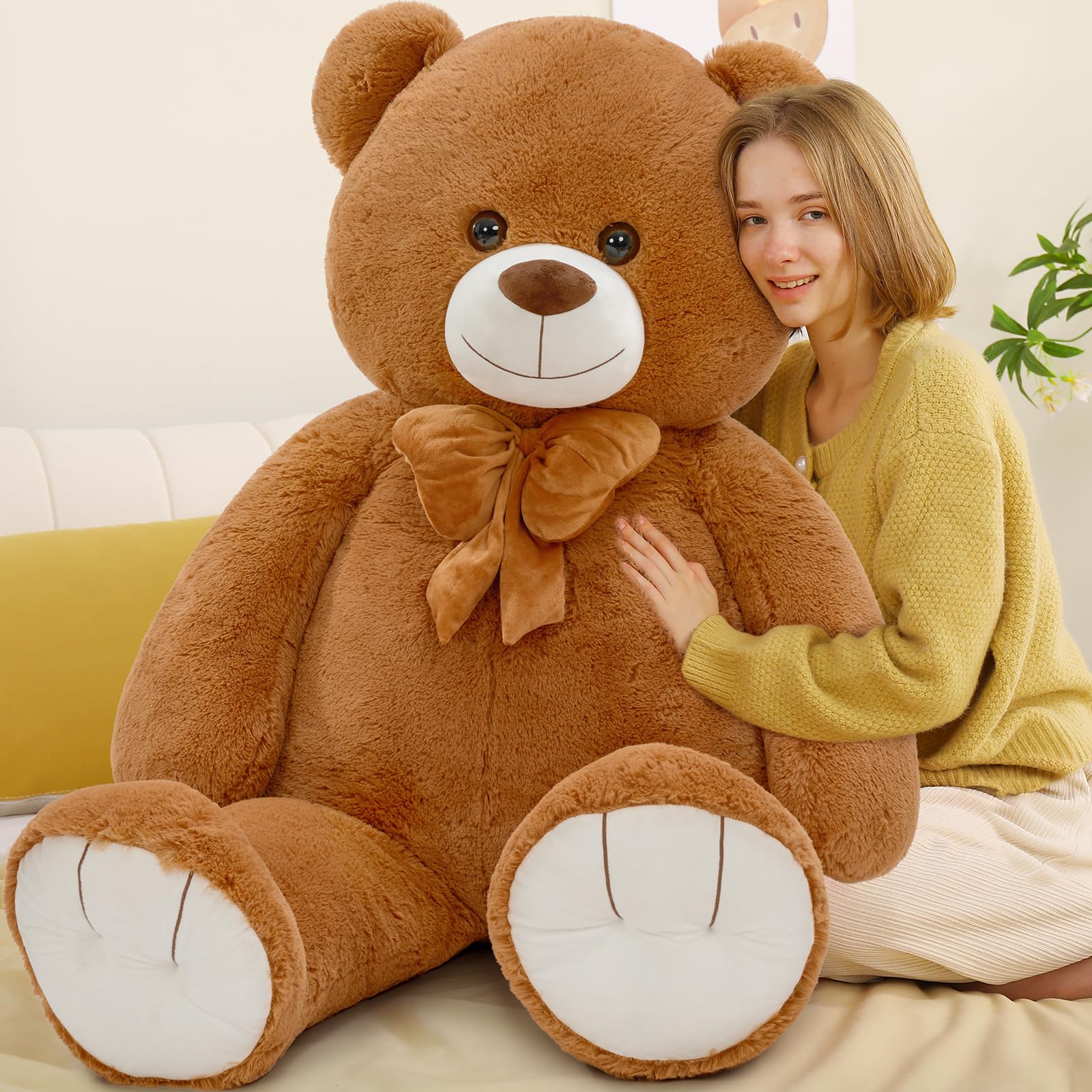 Tezituor Large Teddy Bear 5 Feet  Soft 59 Jumbo Bear Stuffed Animal Life Size Plush Bear Toy Valentine's Christmas Birthday Gift for Girlfriend Kids Dark Brown