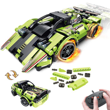 Gamzoo Stem Building Toys For Kids With 2-In-1 Remote Control Racer Snap Together Engineering Kits Early Learning Racecar Buildi