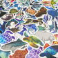 Aowplc 100 Pcs Ocean Animal Stickers, Waterproof Vinyl Sea Life Sticker Pack