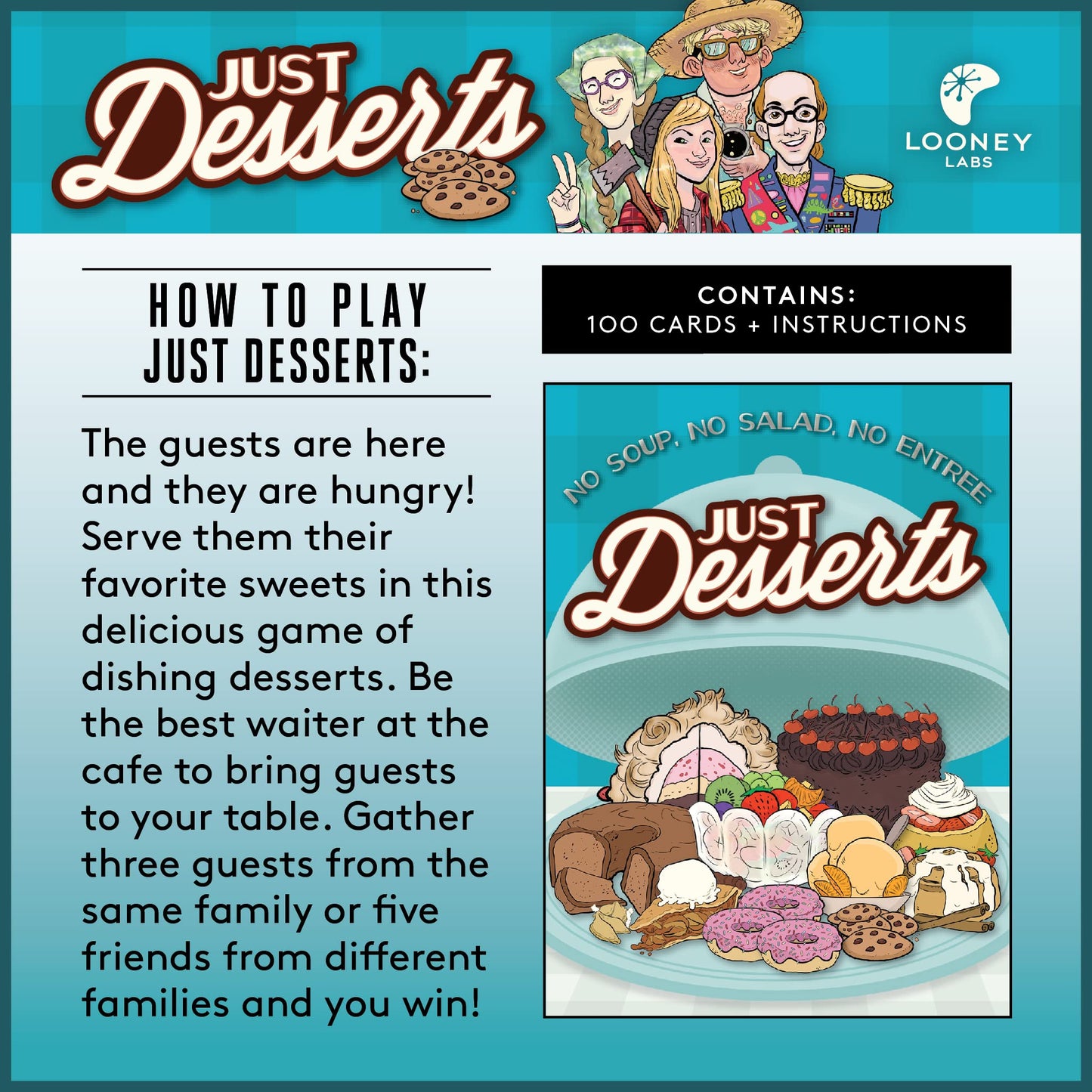 Looney Labs Just Desserts Card Game - Flavorful Expansion, Small, Multicolor, Cardstock, Model LON00065