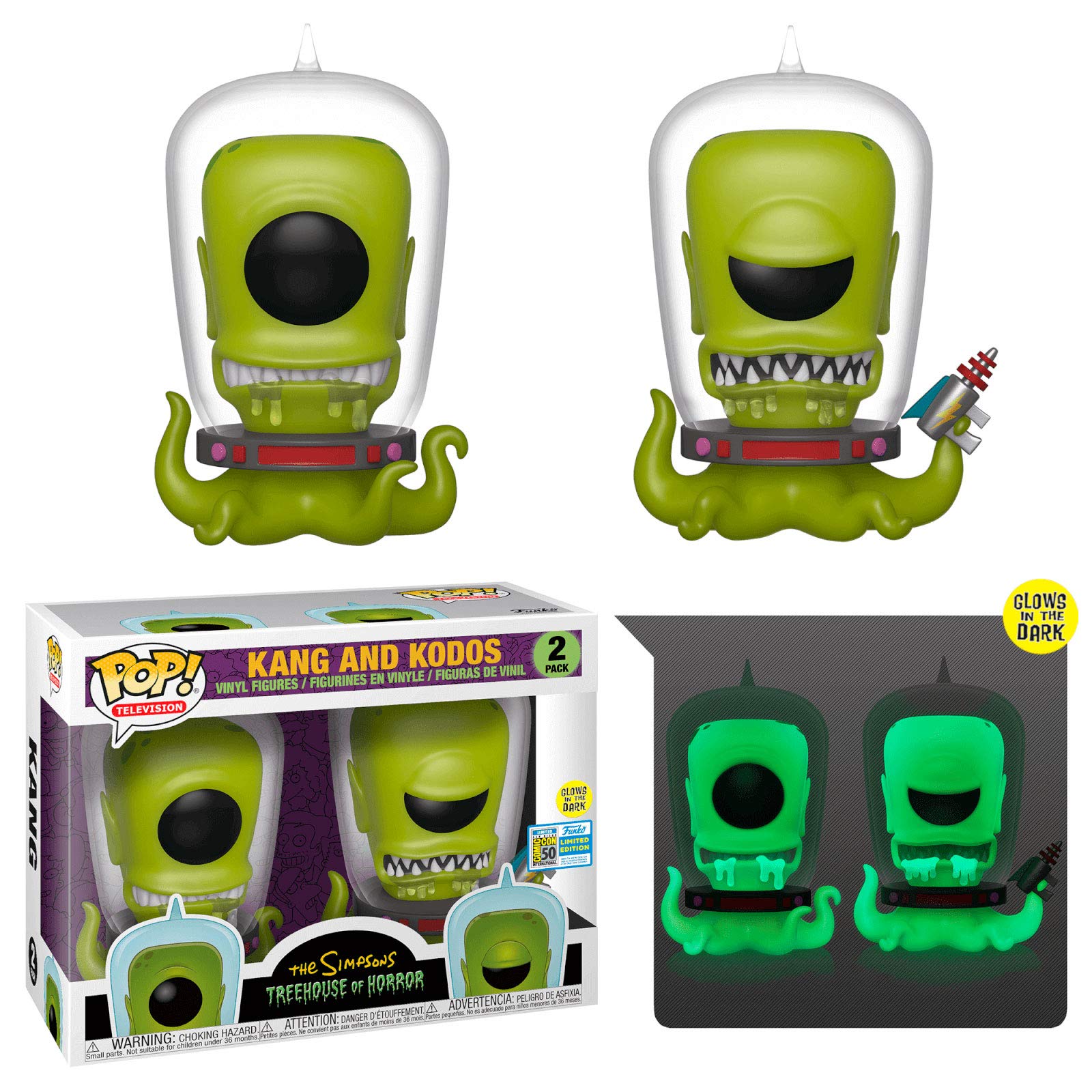 Funko Pop! Simpsons Treehouse Of Horror Kang And Kodos Exclusive 2 Pack Shared Sticker Summer Convention Exclusive Sdcc