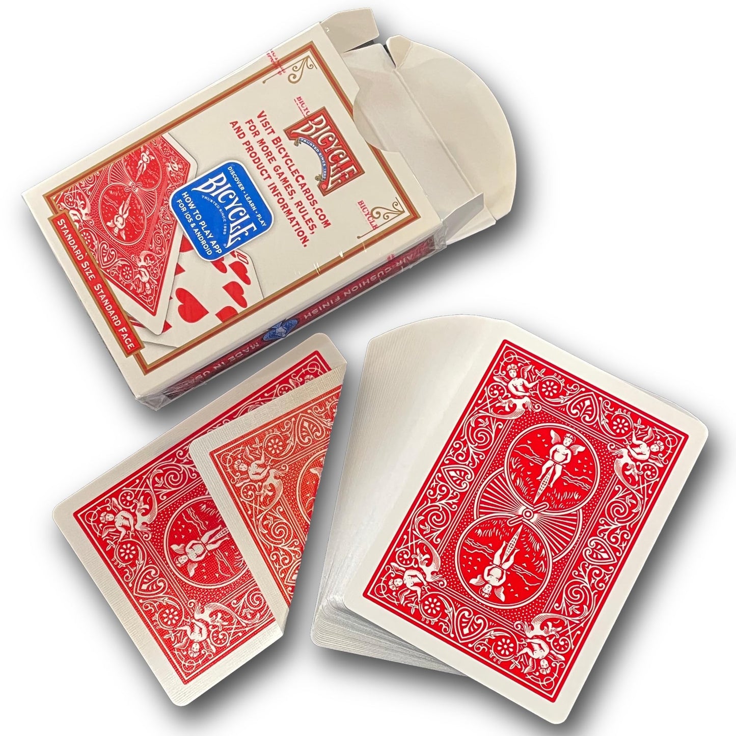 Hat Trick Magic Bicycle Rider Back Gaff Playing Card Decks (26 Red/Red 26 Blue/Blue)