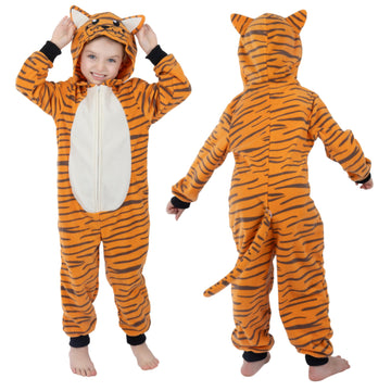 Raberto Unisex Children Animal Onesie - Tiger Onesie for Kids 12-14, Halloween & Christmas Party Costume