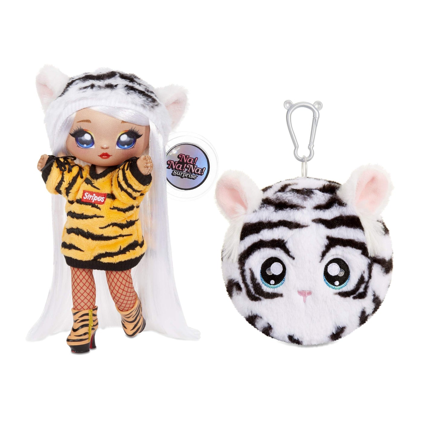 Na! Na! Na! Surprise 2-In-1 Bianca Bengal Fashion Doll & -Plush Purse Series 4 – Soft Wallet Bag Pouch Gifts For Kids Girls Key Chain Pom