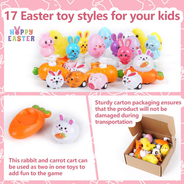 Shitailu 24 Pcs Easter Jumping Popper And Wind Up Toys For Kids Gift Boys Girls Toddlers Easter Goodie Bag And Basket Stuffers E