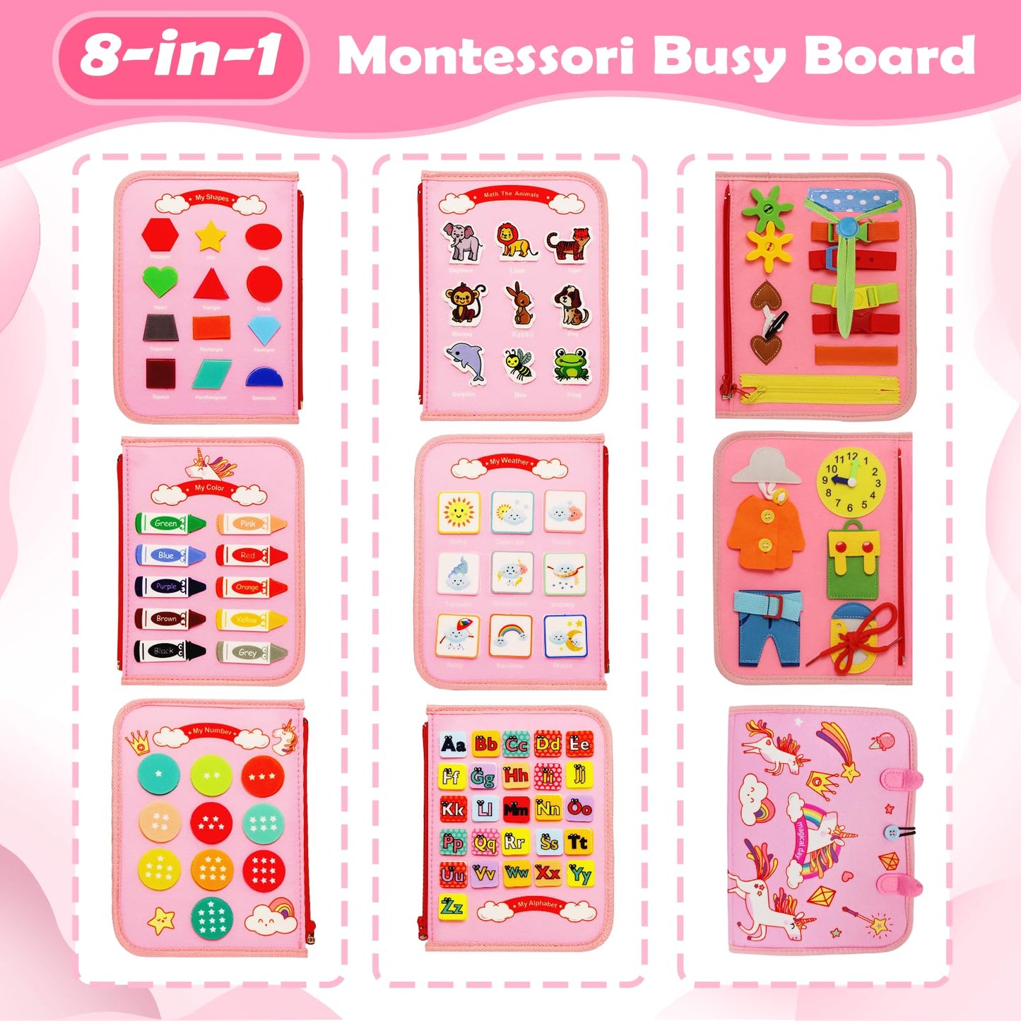 Majavi Busy Board Montessori Toys For 1 2 3 4 Year Old, Busy Book Sensory Toy For Toddlers Learning Fine Motor Skills, Education