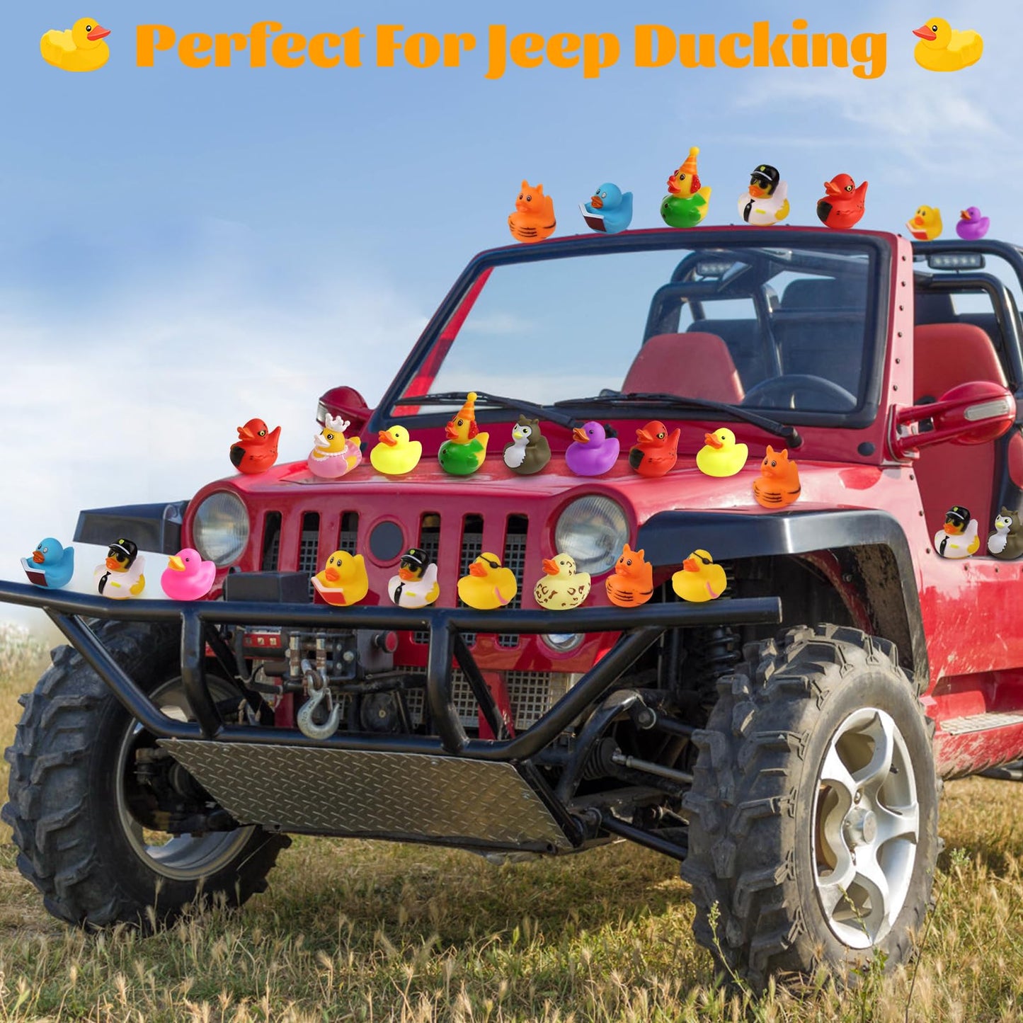 Motiloo 60 Pcs Rubber Ducks,Mini Jeeps Rubber Duckie Toys For Kids Bulk Bath Shower Toys, Birthday Gifts, Holiday Party Favors