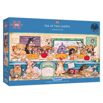 Tail Of Two Chippys 636 Piece Panoramic Jigsaw Puzzle | Dog Jigsaw Puzzle | Linda Jane Smith | Sustainable Puzzle For Adults | Great Gift For Adults | Gibsons Games