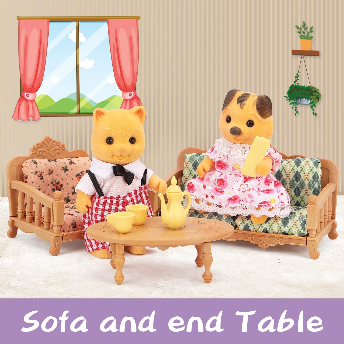 Dollhouse Furniture Set For Kids Toys Miniature Doll House Accessories Pretend Play Toys For Boys Girls & Toddlers Age 3+ With L