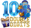 Atpata Funky 10Th Birthday Foil Balloons Decoration Party Supplies For Celebrating The Double Digit Milestone (Blue Gold)