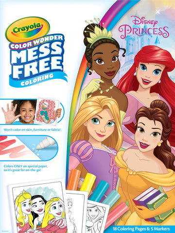 Crayola Wonder Disney Princess Pages Mess Free Coloring, Gift for Kids, Age 3, 4, 5, 6