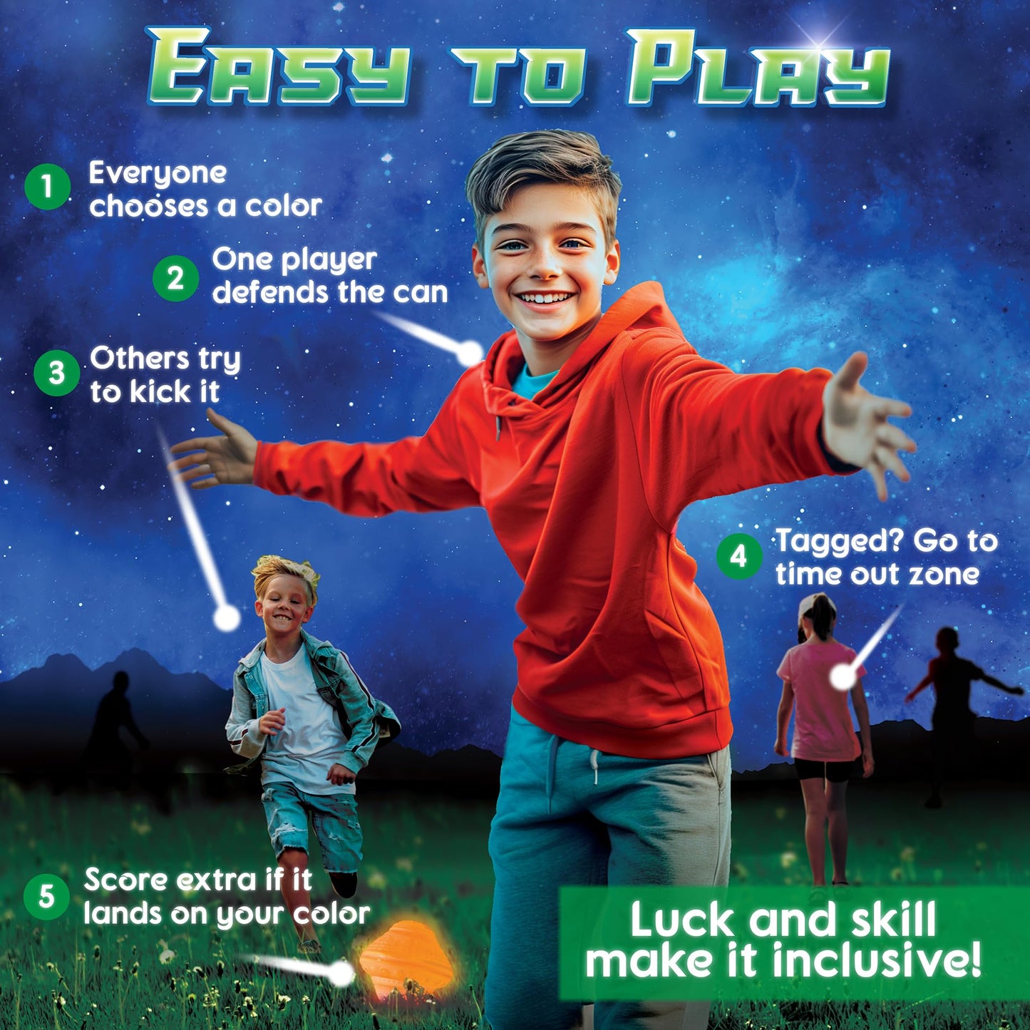 Cosmic Kick The Can: Glow In The Dark Outdoor Games For Kids | Ages 5+, 4-12 Players | Kids Games, Glow In The Dark Toys | Outdo