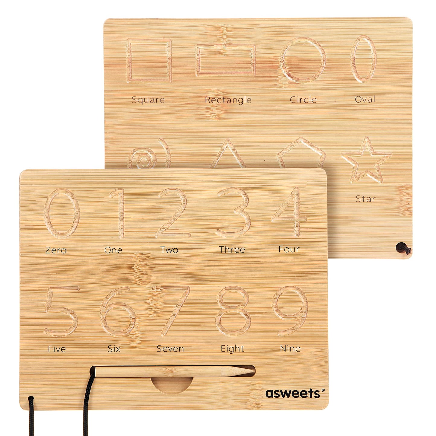 Asweets Montessori Wooden Number Practicing Board, Double-Sided Tracing Board And Shape Recognitiontool To Writing 123 Educational Toy Game For Preschool 3 4 5 Years Old Gifts