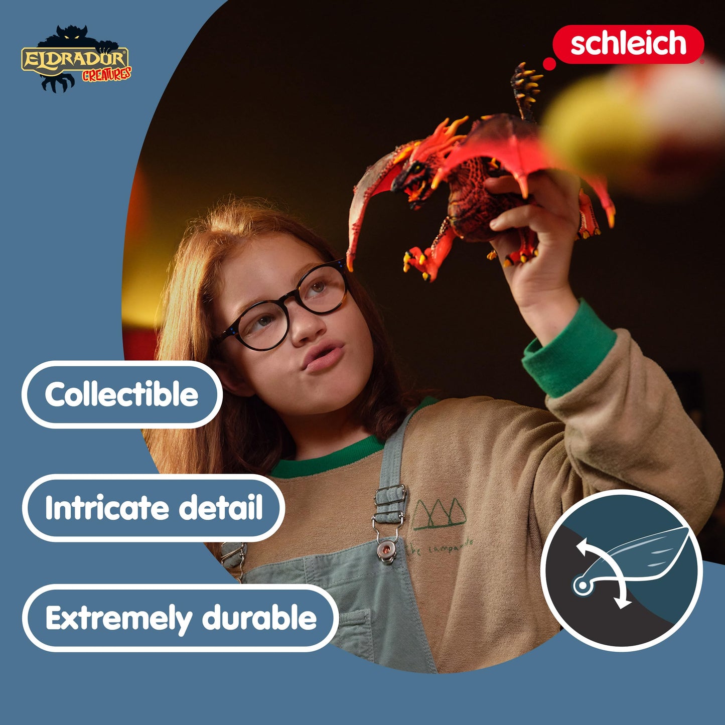 Schleich Eldrador Creatures - Lava Dragon, Eldrador Creatures Red Dragon Toy Figurine With Moveable Wings, For Children Ages 7+