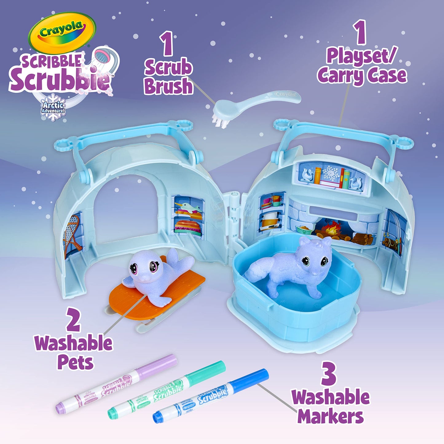 Scribble Scrubbie Pets Arctic Igloo, Color Change Pets & Storage Case, Gift For Girls & Boys