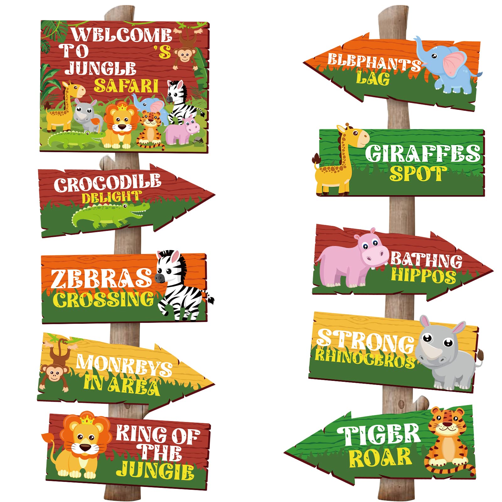 Hooqict 20 Pieces Safari Party Sign for Jungle Party Decorations Safari Decorations Directional Signs Classroom Wild Animal Birt