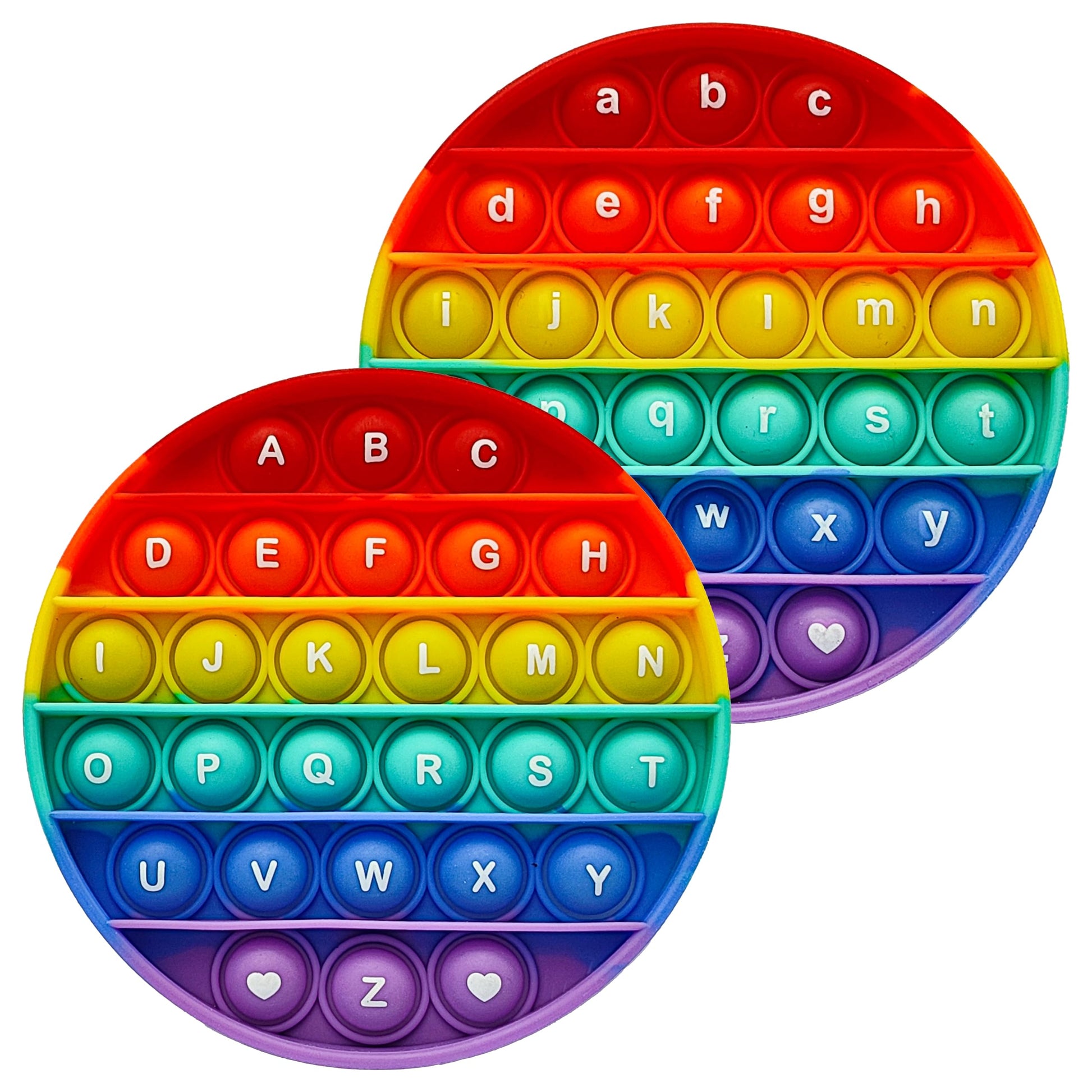 Proweber Alphabet Pop Fidget Toy Letters Abc Numbers Learning And Educational Toys Round Sensory Toys Popper Games Stress Relief Gifts For Kids 2 Packs Single Side(Uppercase And Lowercase Letters)