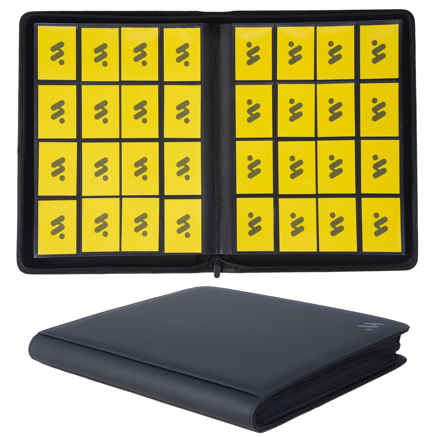 MORABTO enhanced 1000+ Pockets Card Binder 16 Pockets Trading Card Binder Ringless Side Loading Trading Card Album Folder for TCG -Black