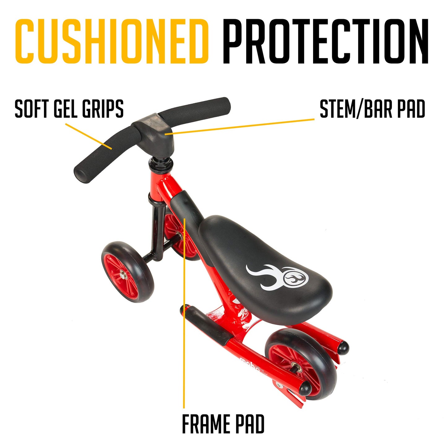 Mobo Cruiser Wobo Rocking Horse Ride On & Baby Balance Bike Red Fits Inseams 12-20 Inches