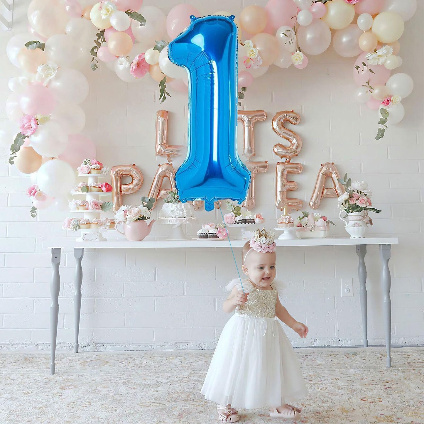 2 Number Balloon Blue 40 Inch Big Foil Mylar 2Nd Balloons For 2 Year Old Boy Girl Birthday Party Decorations Wedding Anniversary