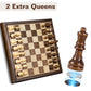 Elongdi 2 In 1 Magnetic Chess Set & Chinese Checkers 13' Wooden Board Game With Storage Drawer And 60 Glass Marbles + Bonus 12 Spare & 2 Extra Queens,For Kids And Adults