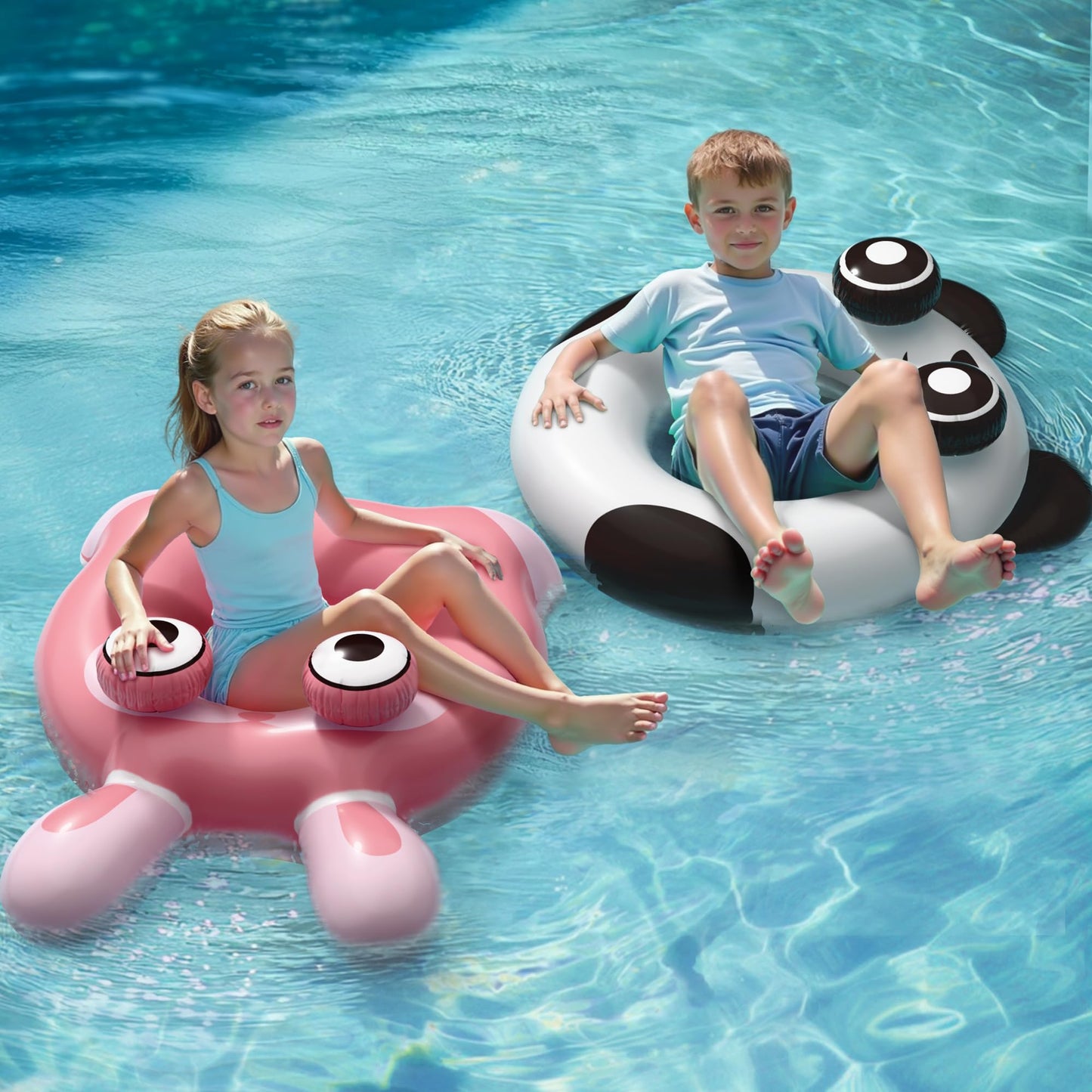 Pool Wave Kids Swim Ring Pool Floats, Toddler Inflatable Animal Swimming Tube Floaties, Outdoor Water Floating Toy, Summer Famil