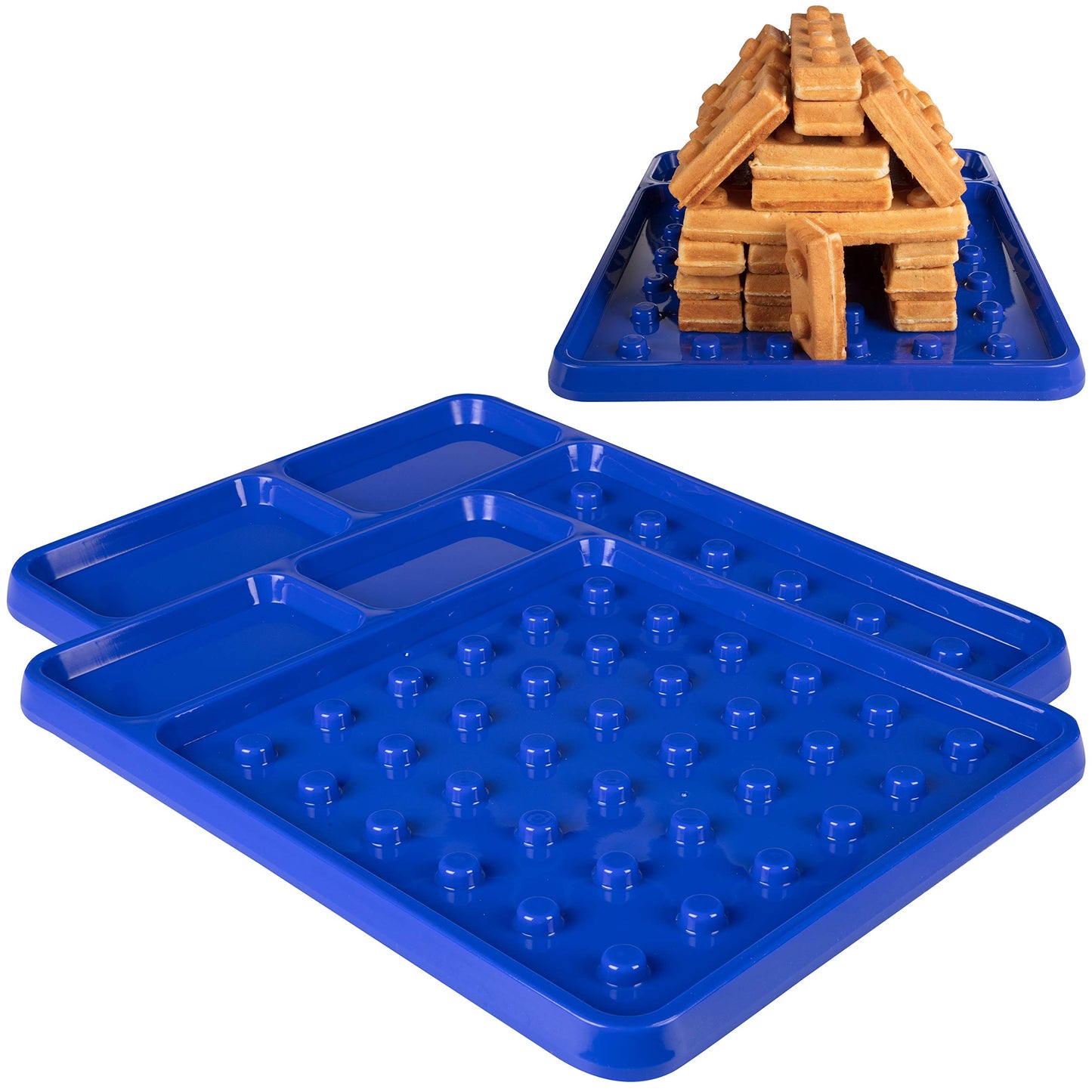 Cucinapro Brick Building Construction Eating Plate (2 Pack) - Stack & Build Your Brick-Shaped Waffles On Fun Novelty Plate - Fun Gift For Kids & Adults, Waffle Maker Not Included
