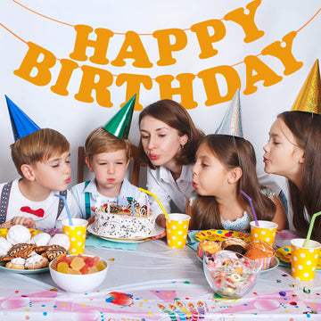 Orange Happy Birthday Banner Sign Happy Birthday Bunting Banner Flag Garland For Kids Boys Baby Birthday Party Decorations Supplies