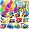Duchong Prefilled Easter Eggs with Cars Toys for Easter Eggs Hunt,12 Packs 2.8 Plastic Eggs with Pull-Back Construction Vehicles