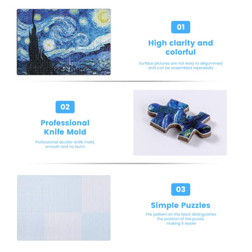 Starry Night Puzzle 1000 Pieces Van Gogh Mini Puzzle For Adults Artwork Jigsaw Puzzle Family Game (Starry Night)