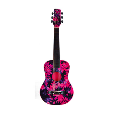 Cb Sky 30    Floral Print Acoustic Metal Strings Guitar/Girls Gift/Kids Musical Toys/Musical Instrument (Purplish Red)