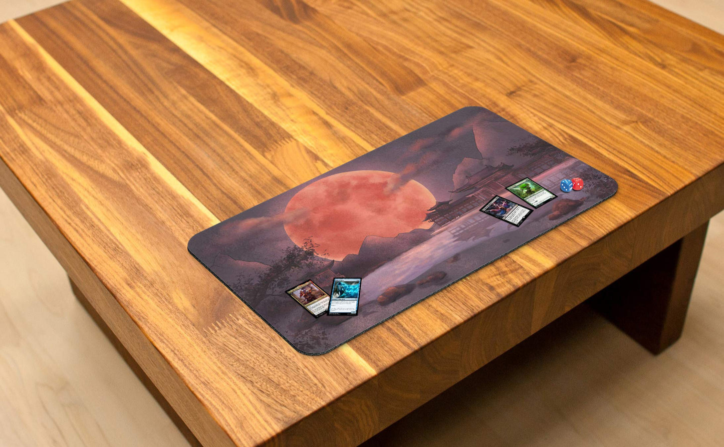 Paramint Blood Moon Shinto Temple (Stitched) - Mtg Playmat - Compatible With Magic The Gathering Playmat - Play Mtg, Yugioh, Tcg - Original Play Mat Art Designs & Accessories