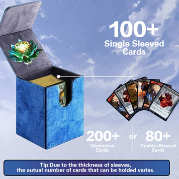Promaxibinder Mtg Card Deck Box, Fits 200 Cards, Storage For Tcg/Mtg Crads, Pu Leather Strong Magenet (Navy Blue)