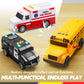 VROOMIX 3-Pack Emergency Vehicle Toy Set - Friction Powered Police Car, Ambulance & School Bus with Lights & Sounds for Kids