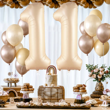 Katchon, Caramel 11 Balloons Number - Huge 40 Inch | Retro Apricot Number 11 Balloons For Birthdays | Nude 11 Birthday Balloon | Foil Number 11 Balloon | 11 Year Old Blush 11Th Birthday Decorations