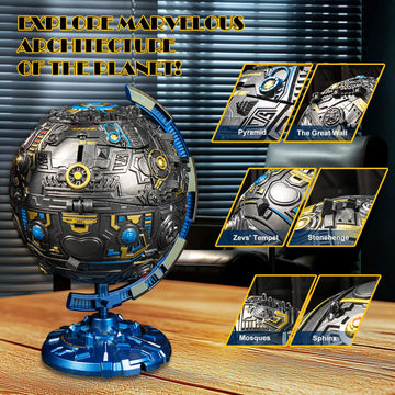 Hapystar 2-in-1 Globe Transforming Toy, DIY Robot Action Figure, 6.7" Blue, WK-122, Plastic for Kids & Adults