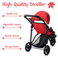 Baby Doll Stroller For Dolls - Jogger Toy Doll Stroller For Toddlers 3 Years And Up, Adjustable Canopy & Storage Basket, Red Design For Kids