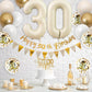 30Th Birthday Decorations Sand White Gold,30Th Birthday Balloons Beige Gold,Happy 30Th Birthday Banner With Cake Toppers Number