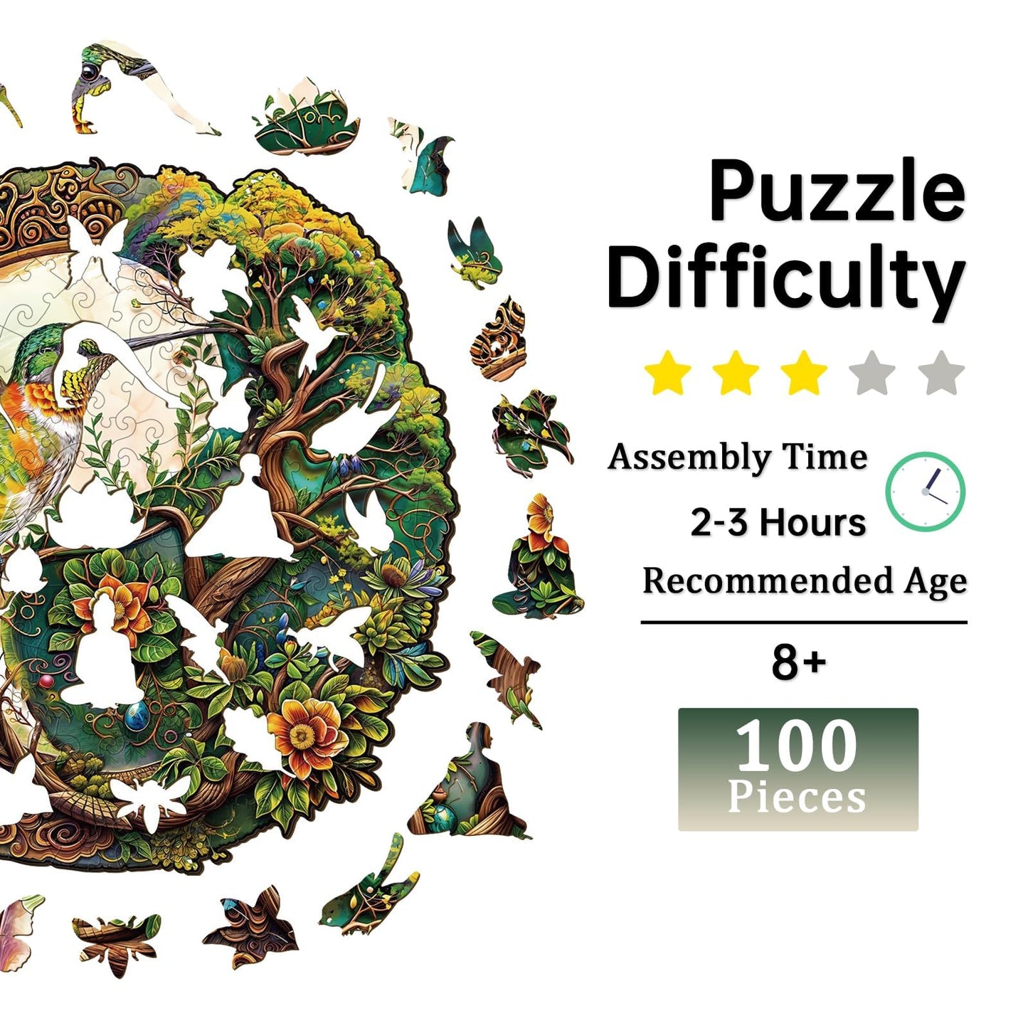 Jigfoxy Wooden Puzzles for mature-themeds  Yin Yang Hummingbird Wood Puzzles mature-themed  Unique Animal Shape Wooden Jigsaw Puzzles  Birthday Gifts for Puzzles Lovers Family Friend (XL-17.3 * 16.9in-560pcs)