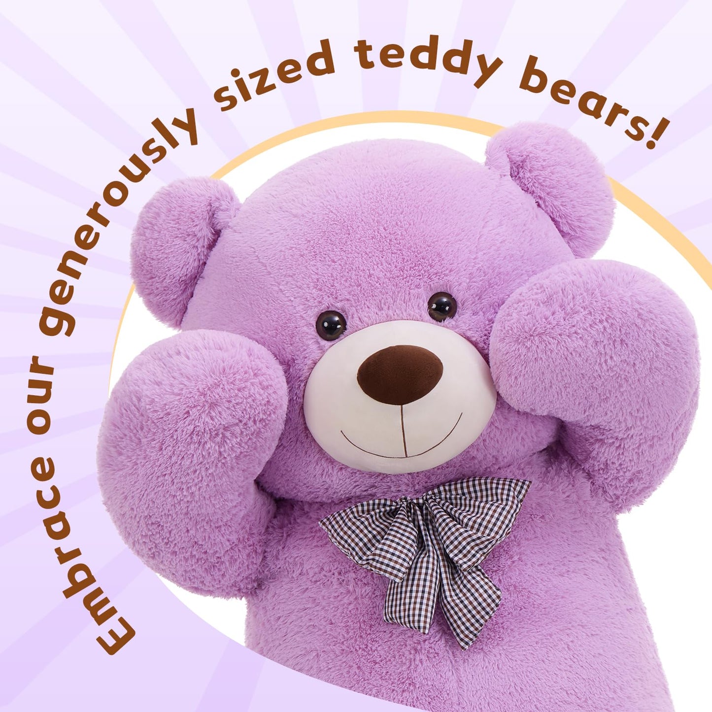 Maogolan Big Purple Human Size Teddy Bear 4 Feet 47 Inch Huge Lavender Teddy Extra Large Lilac Bears For Girlfriend Wife