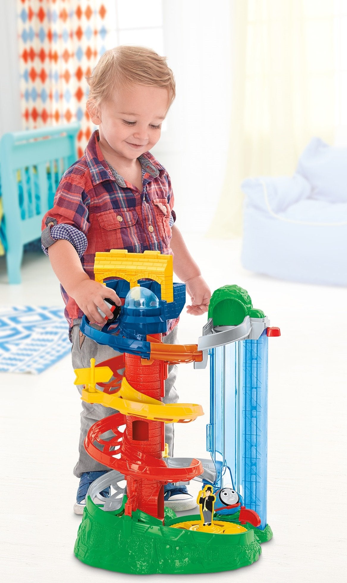 THOMAS & FRIENDS Rail Rollers Spiral Station Toy, Red Plastic, Model CDN20
