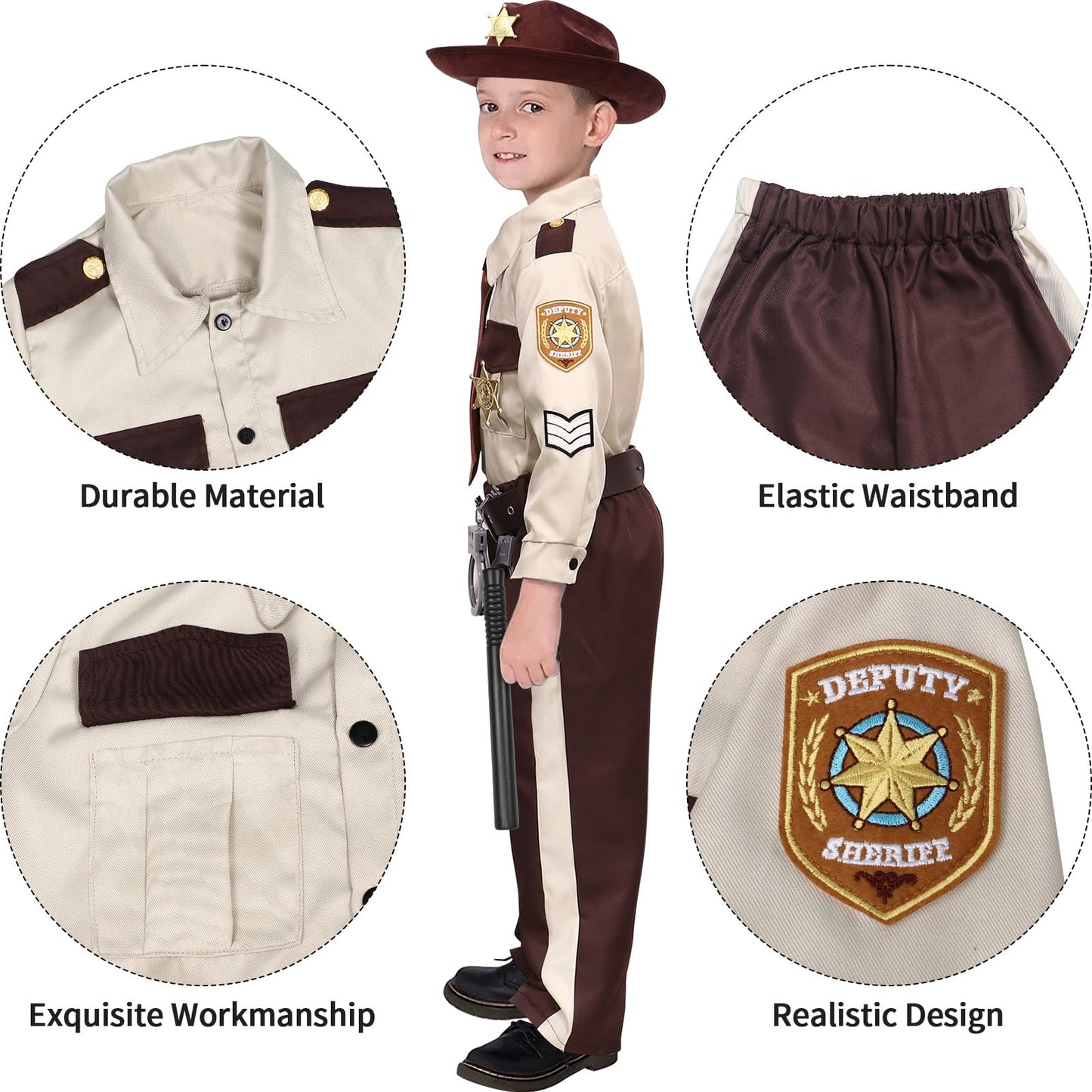 Latocos Kids Police Officer Costume Western Sheriff Cowboy Uniform Role Play With Accessories Halloween Costumes Boys Girls
