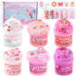 6 Packs Gradient Pink Slime Kit - Cloud Slime, Butter Slime & Clear Slime, Crunchy Slime For Kids With Various Slime Add-Ins, Non Sticky Slime Party Favors For Girls And Boys, 360Ml Kids Slime(Picnic)