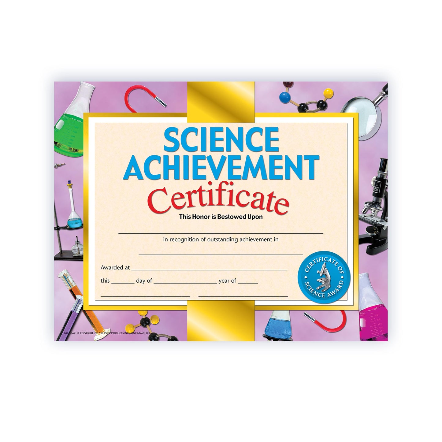 Hayes Science Achievement Certificate, 8.5'' X 11'', Pack Of 30