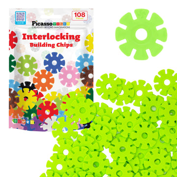 Picassotiles Building Chips Interlocking Disc Construction Blocks In Light Green Color Stem Learning Early Education Toy Enginee
