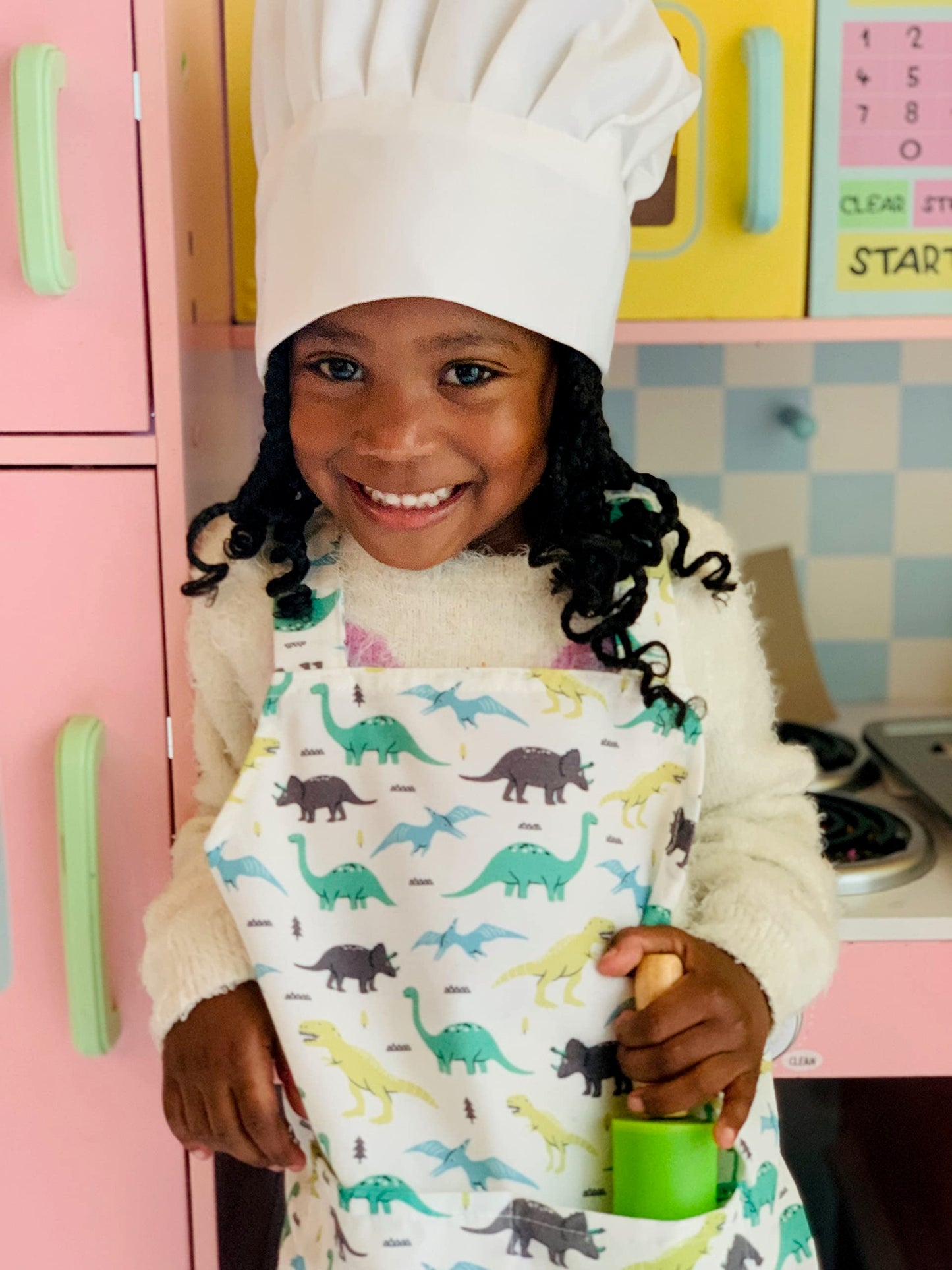 TOVLA JR. Kids Baking Gift Set - Educational Cooking Kit with Apron, Plastic, Youth Size, Dinosaur Color, Model A4645