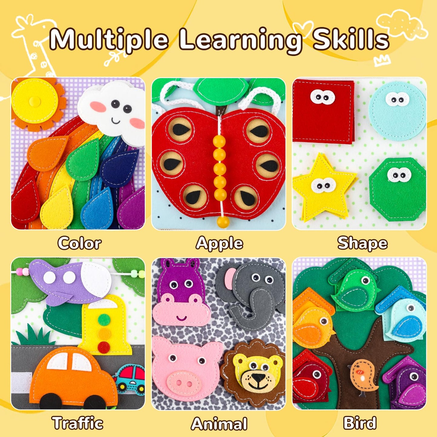 NUOLUTH Montessori Busy Book for Toddlers 1-3, Poke A Dot Sensory Quiet Book - Educational Learning Activities for 1-2 Year Old,